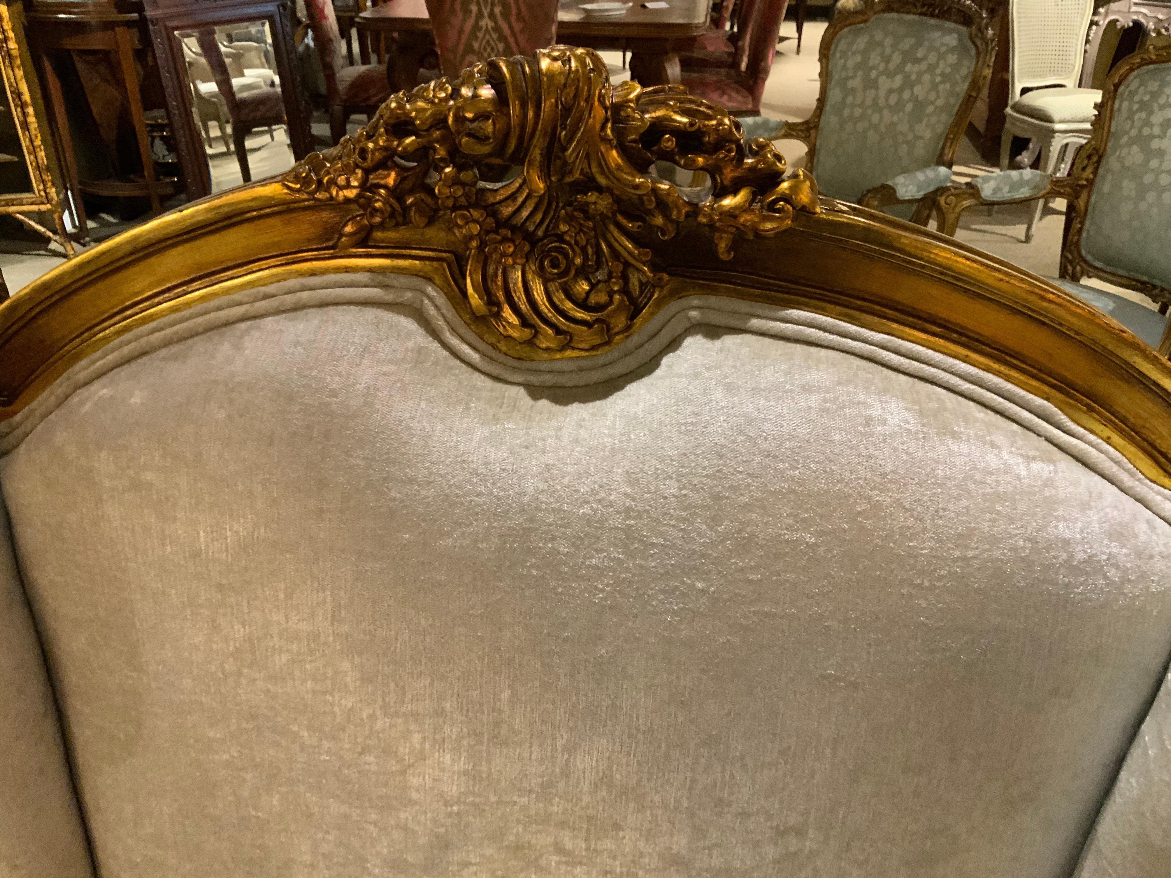 Pair of Giltwood French Wingback/Bergere Chairs Louis XV-Style For Sale 1