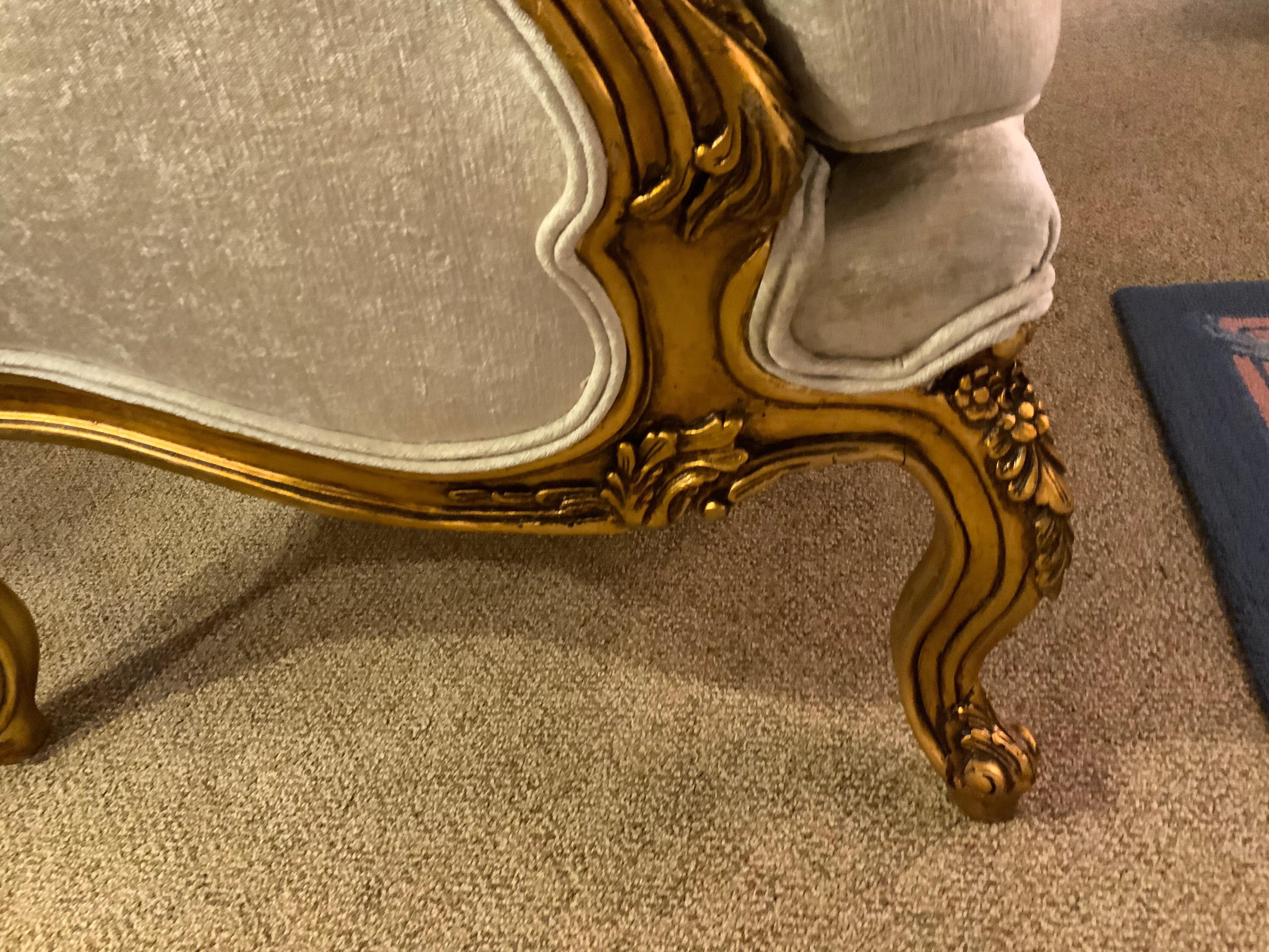 Paar französischer Giltwood-Flügelsessel/Bergere-Sessel im Stil Louis XV (Vergoldetes Holz) im Angebot