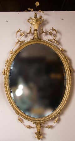 Pair of Giltwood George III Style Oval Mirrors