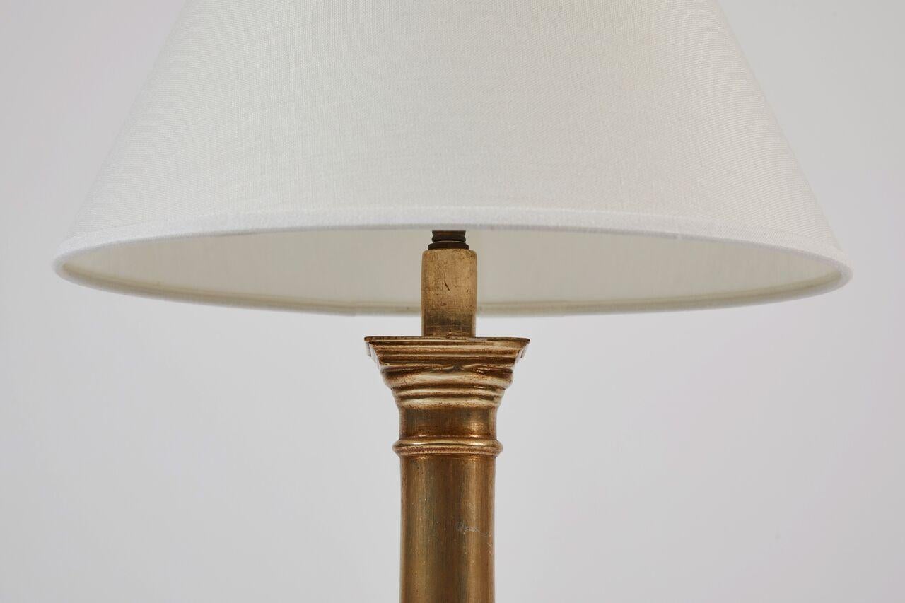 20th Century Pair of Giltwood Lamps, 18 Karat White Gold For Sale