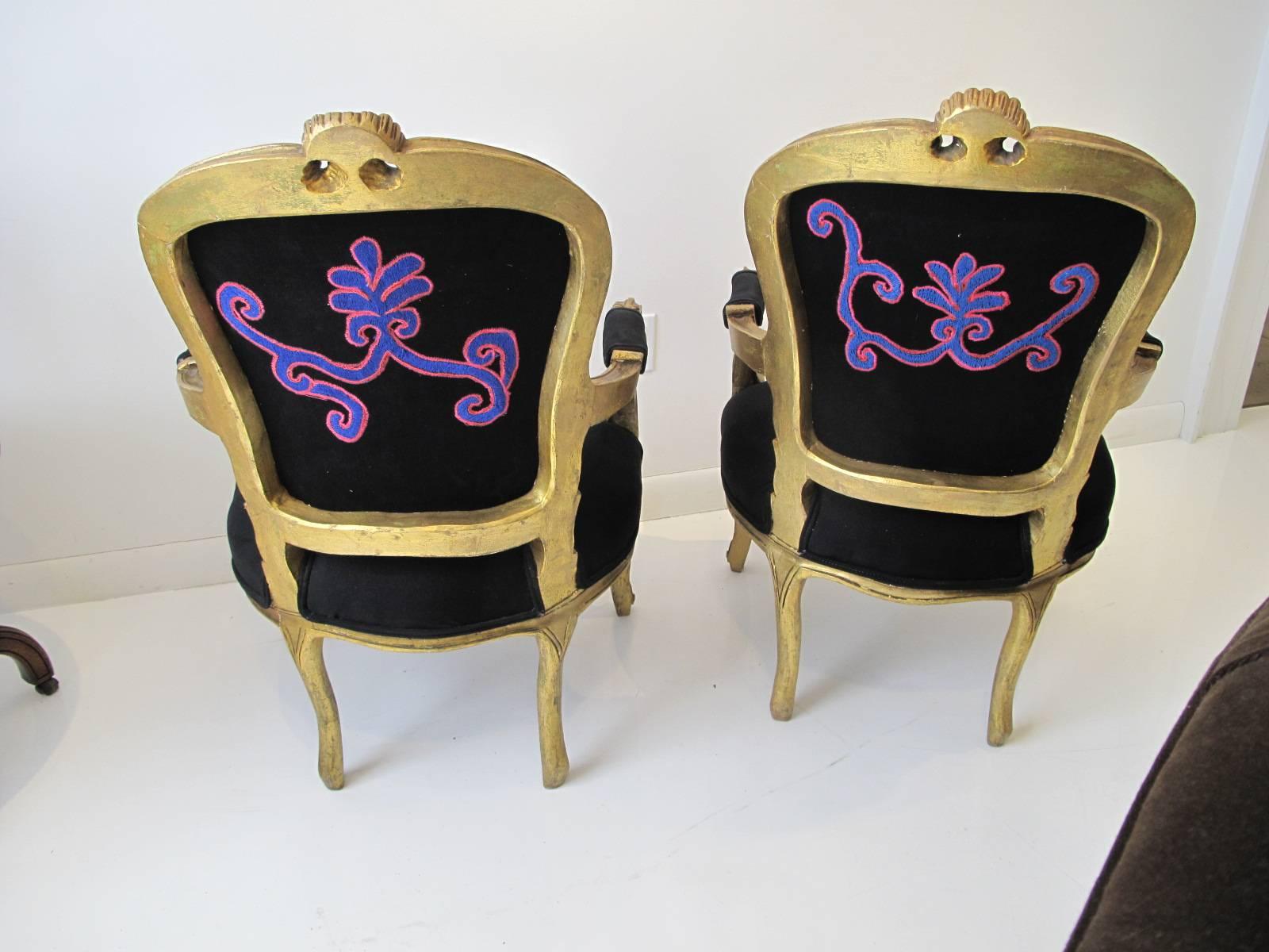 Early 20th Century Pair of Giltwood Louis XV Style Armchairs