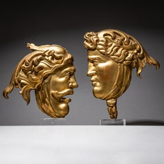 Pair of Giltwood Mask Reliefs, Possibly Italy, 19th Century
