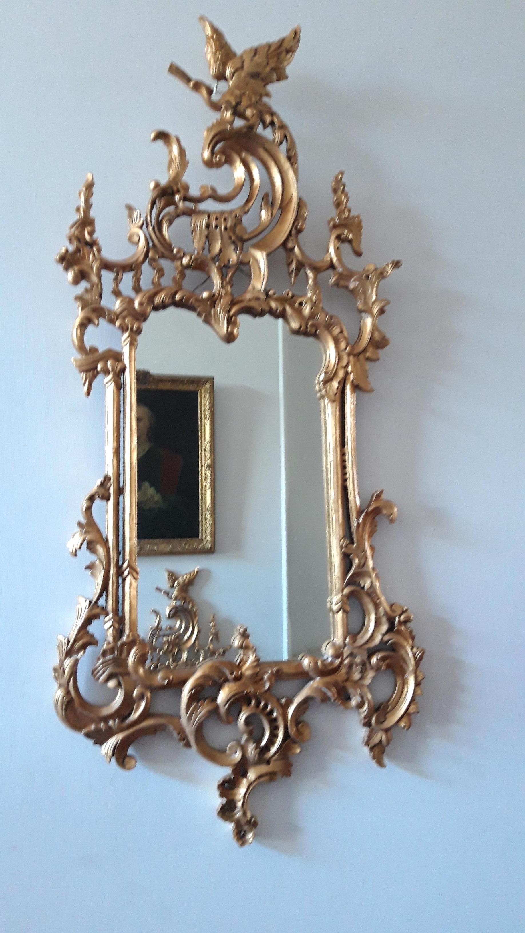 European Pair of Giltwood Mirrors in Rococo Style