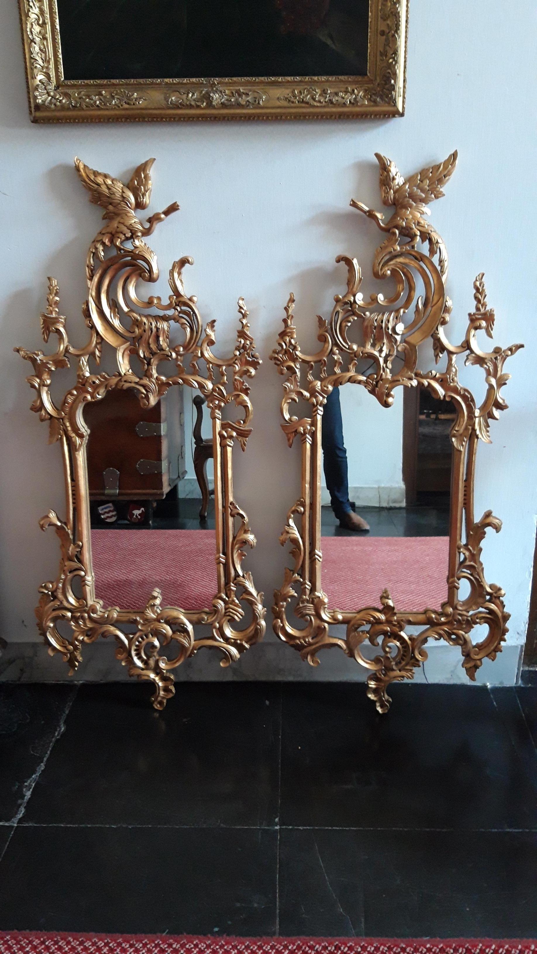 Pair of Giltwood Mirrors in Rococo Style In Good Condition In Heukelum, NL