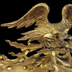 Pair of Carved Giltwood Mirrors with Eagle Crestings, Circa 1890