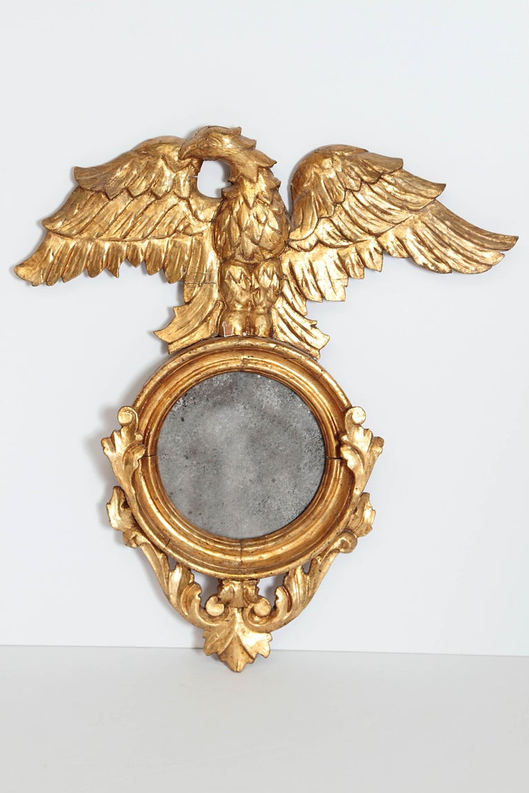 Pair of Giltwood Mirrors with Eagles, Wings Outstretched For Sale at