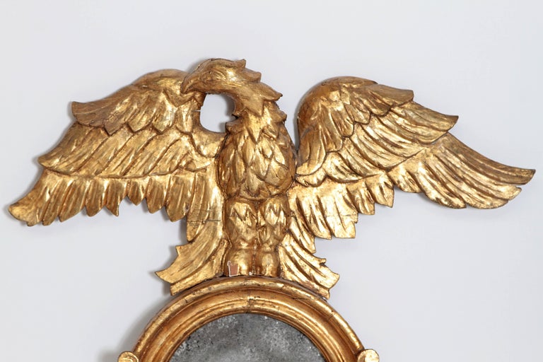 Pair of Giltwood Mirrors with Eagles, Wings Outstretched For Sale at