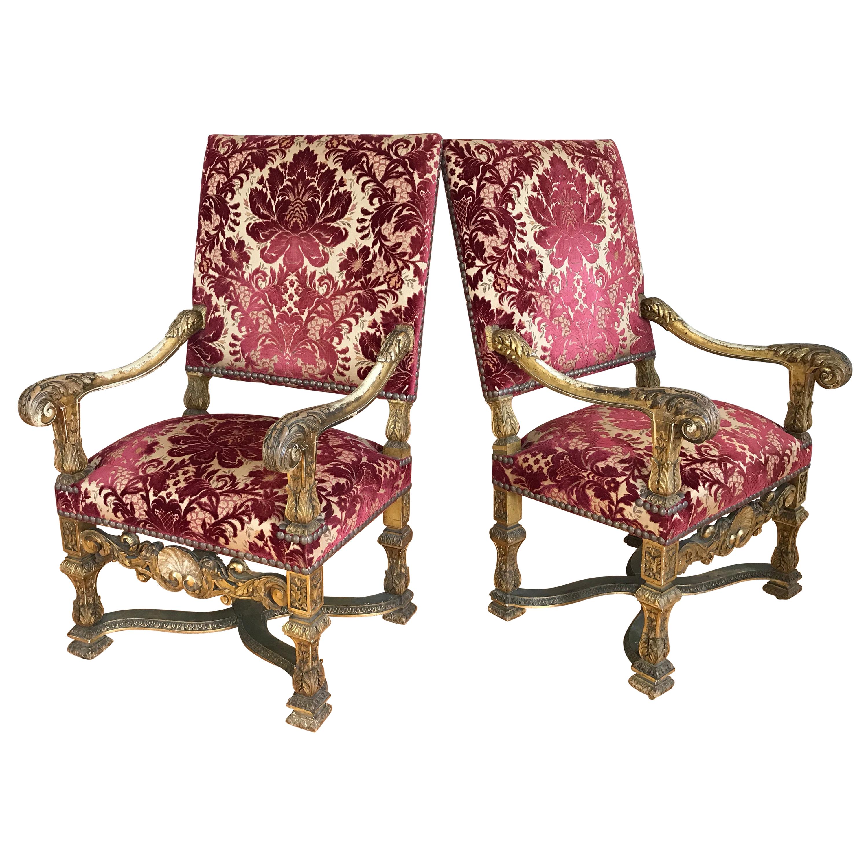 Pair of Giltwood Regence Style Armchairs