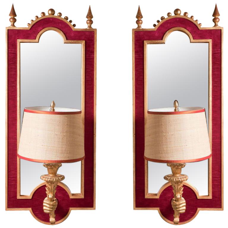 Pair of Giltwood Sconce-Mirrors For Sale