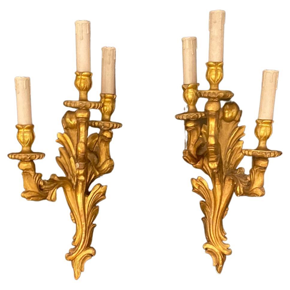 Pair of  Giltwood Sconces circa 1950