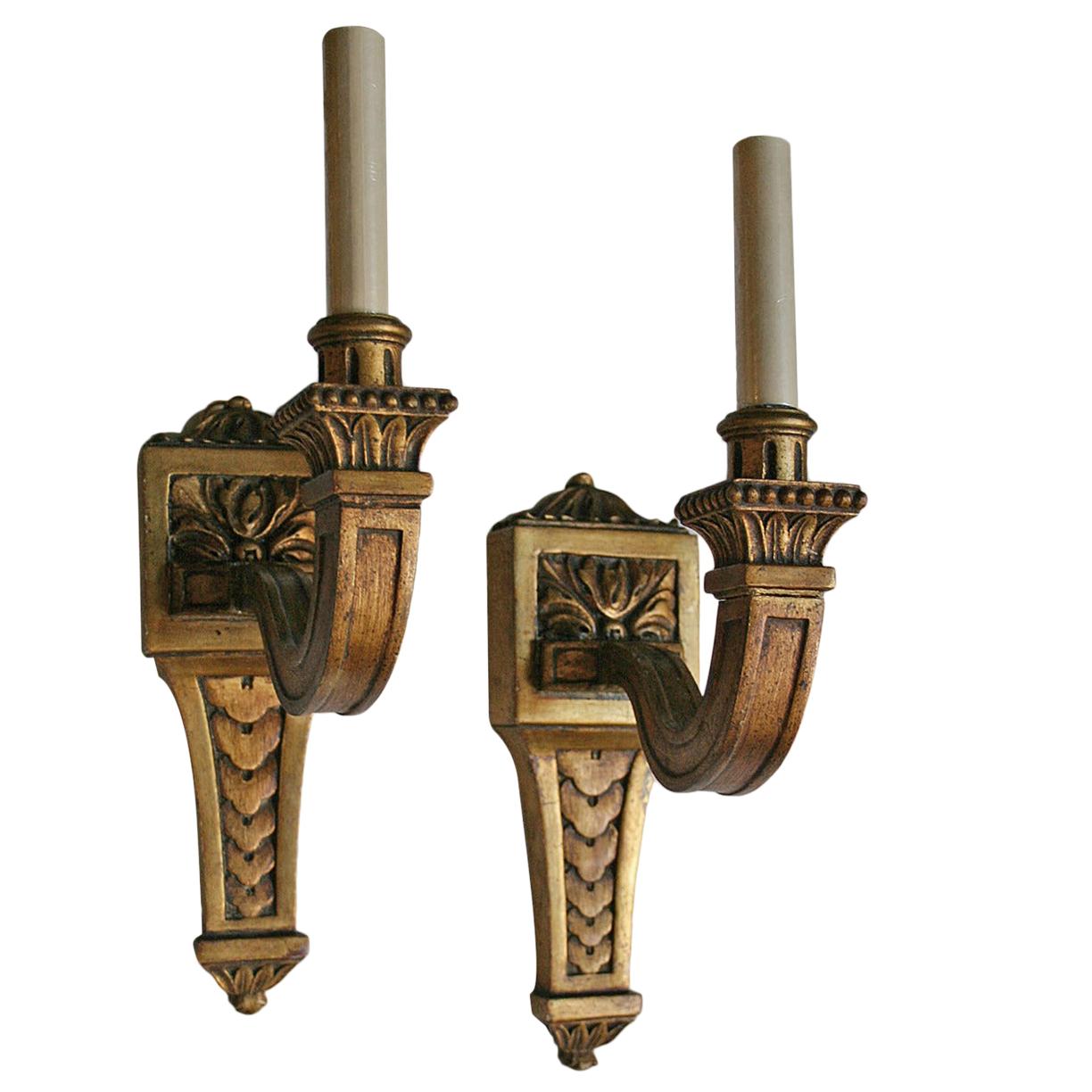 Pair of Giltwood Sconces For Sale