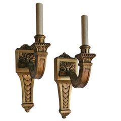 Antique Pair of Giltwood Sconces