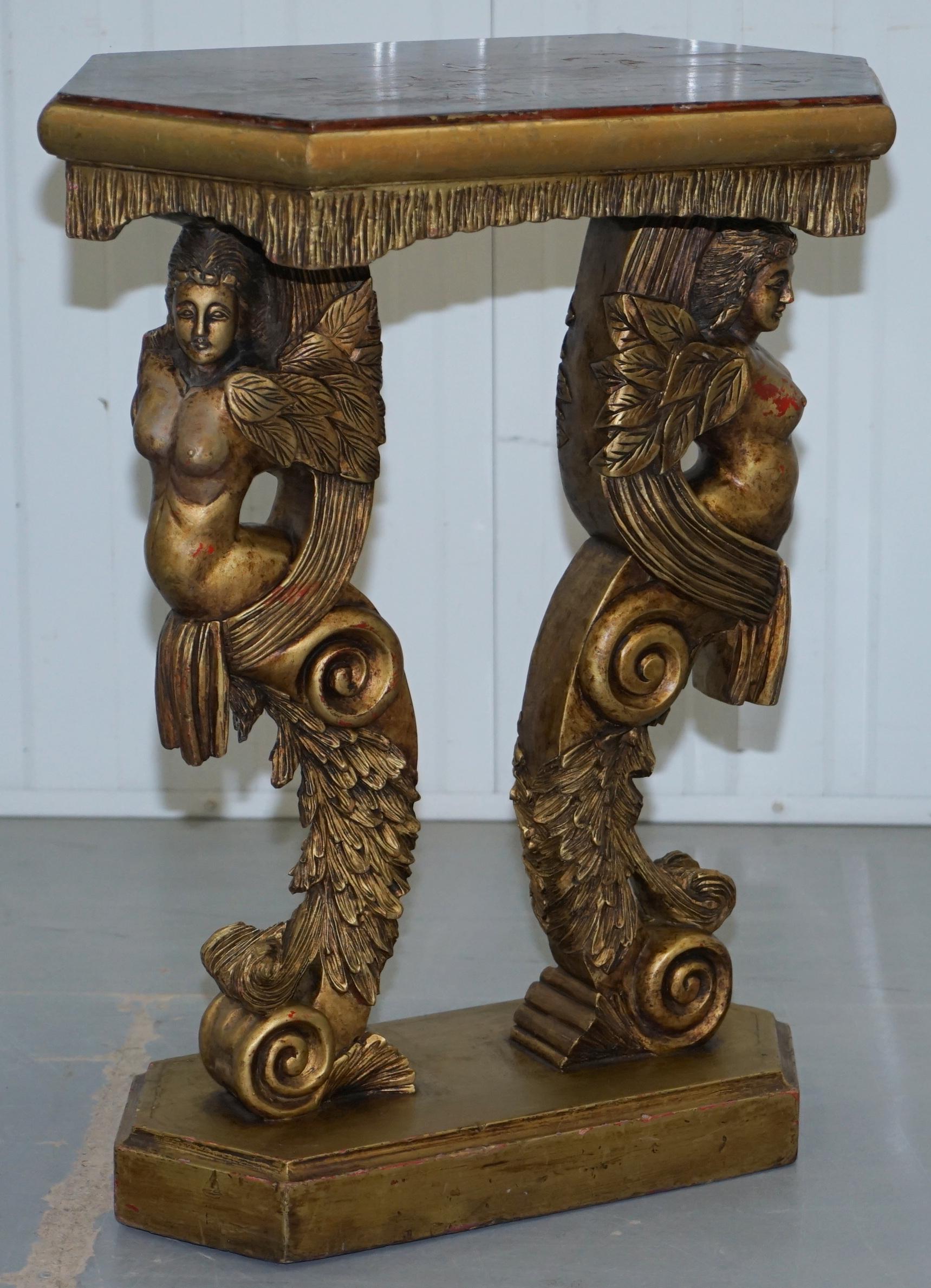 Pair of Giltwood Side Tables or Torchiere Stands Depicting Semi Nude Goddesses 8