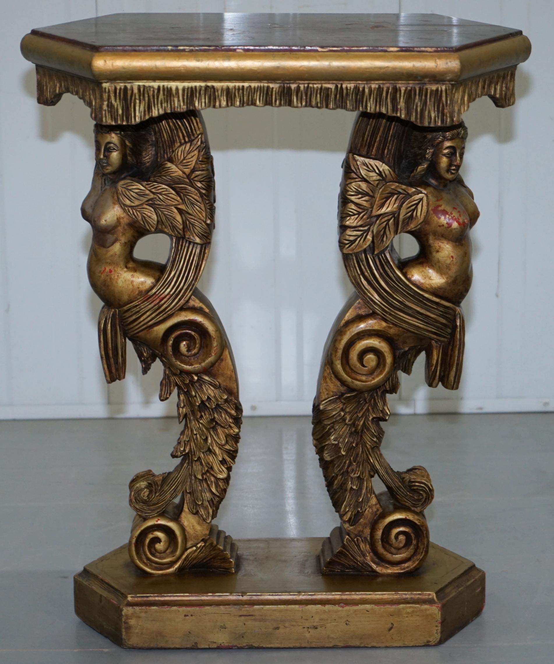 Pair of Giltwood Side Tables or Torchiere Stands Depicting Semi Nude Goddesses 9