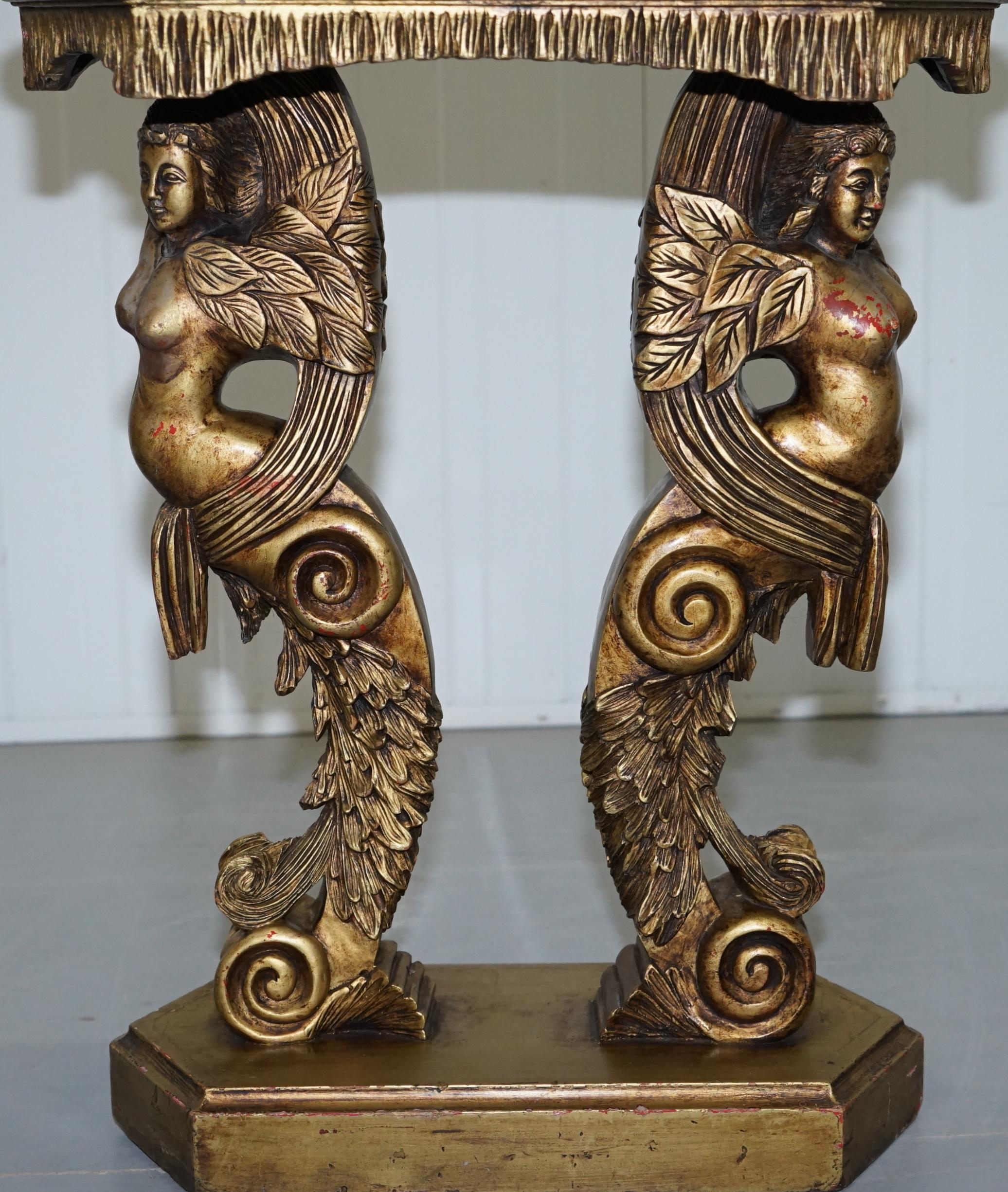 Pair of Giltwood Side Tables or Torchiere Stands Depicting Semi Nude Goddesses 11