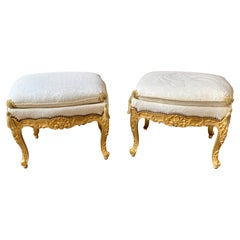 Antique Pair of giltwood stools 