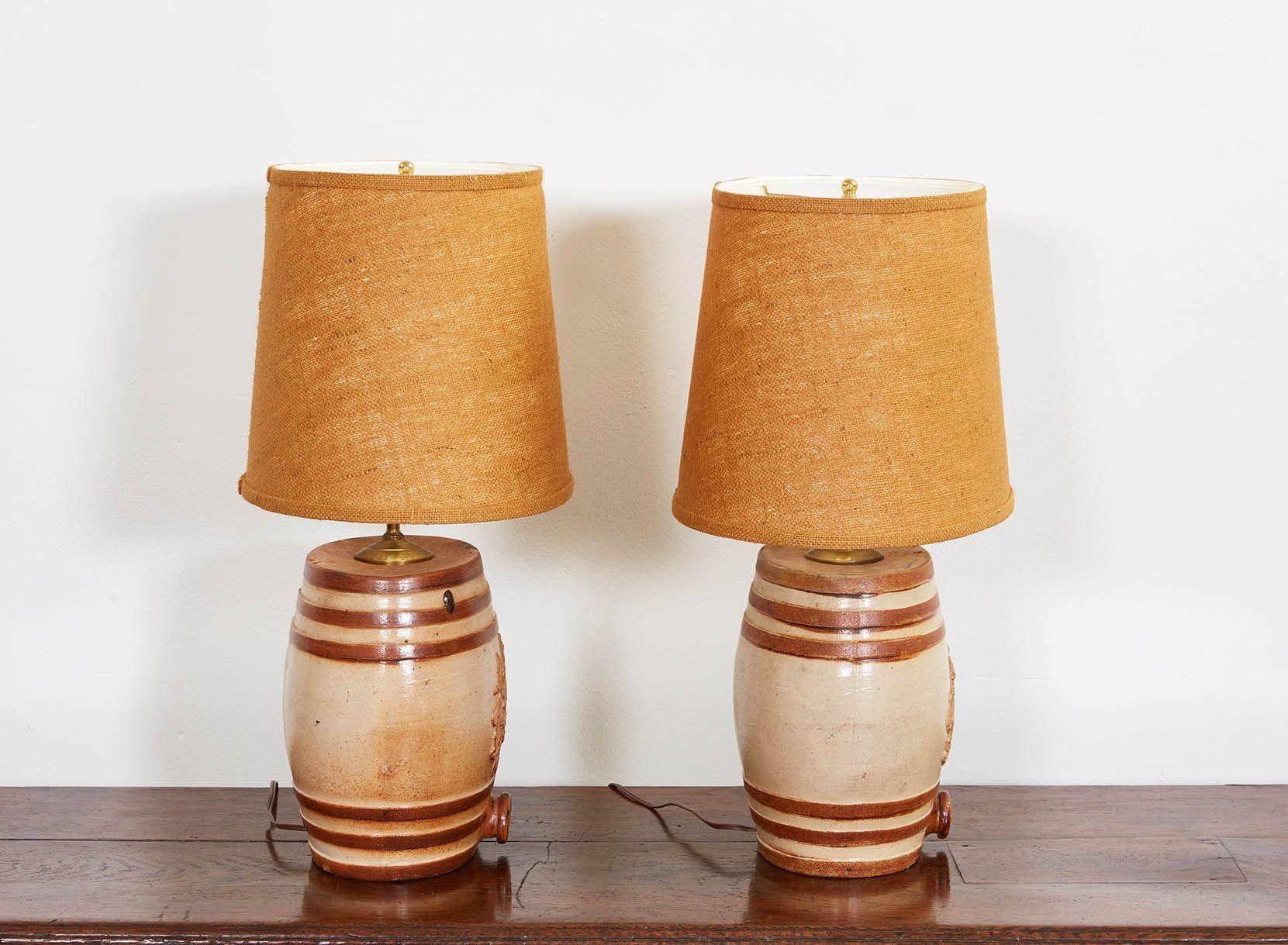 Pair of Gin Barrel Lamps For Sale 5