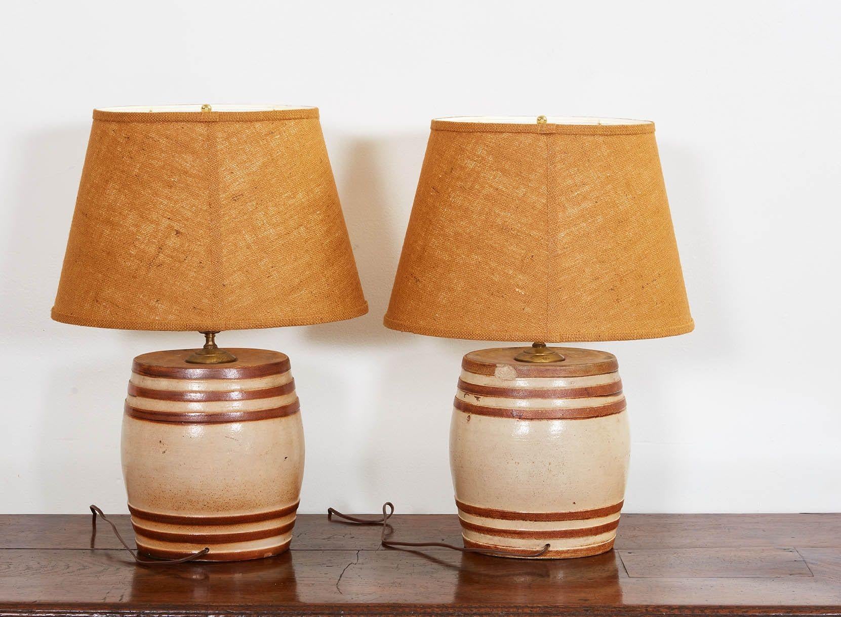 Pair of Gin Barrel Lamps For Sale 6