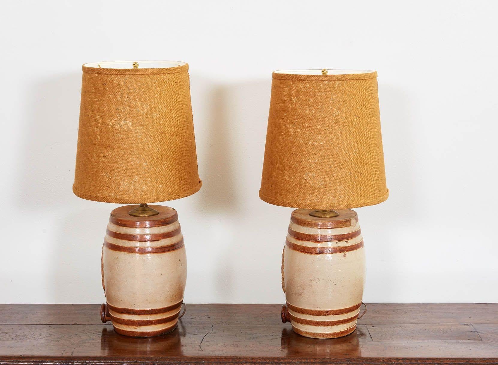 Pair of Gin Barrel Lamps For Sale 7