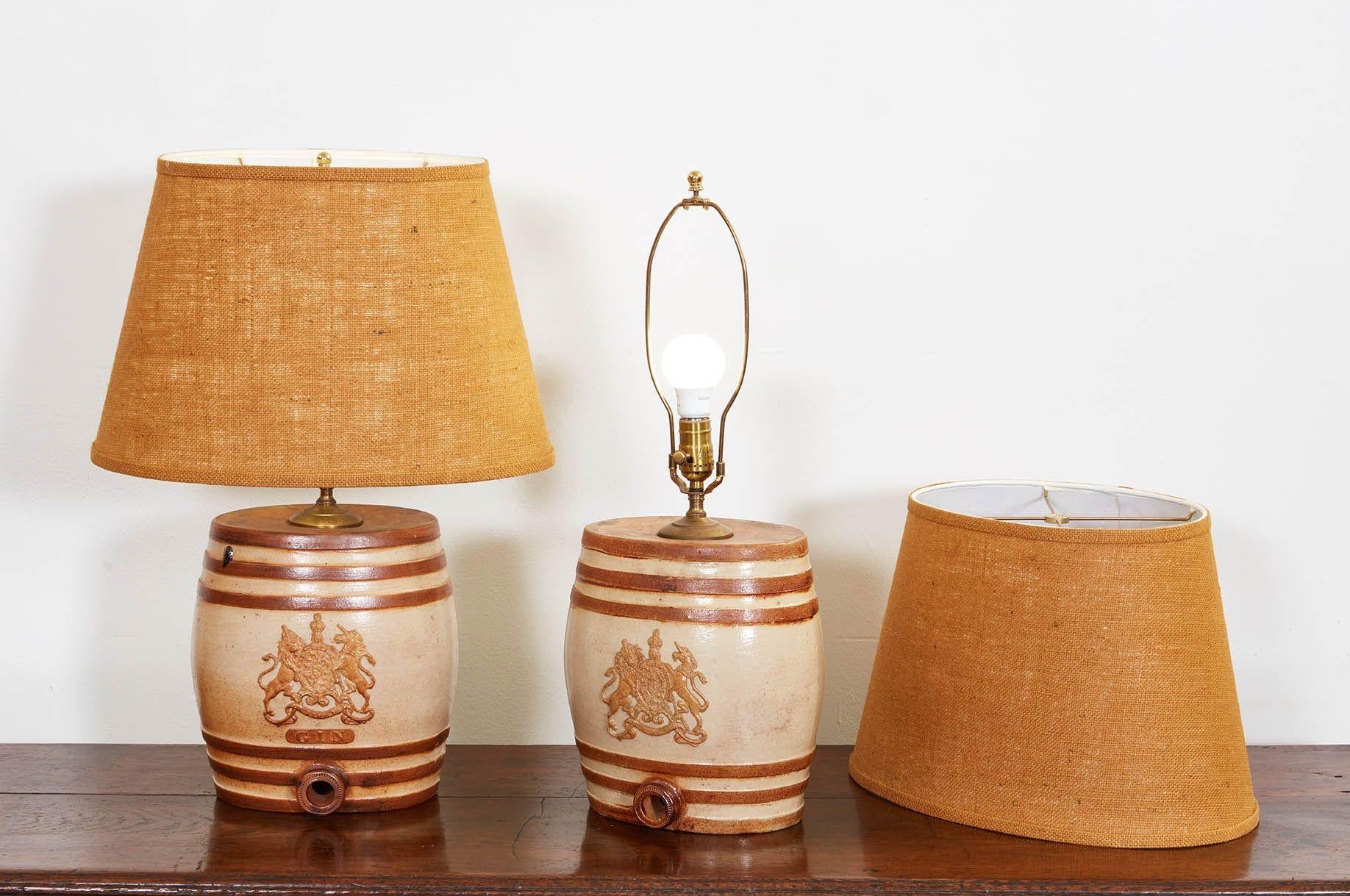 Pair of Gin Barrel Lamps In Good Condition For Sale In Greenwich, CT