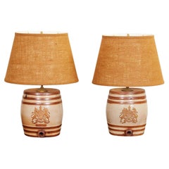 Antique Pair of Gin Barrel Lamps