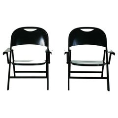 Pair of ‘Ginevra’ Armchairs in Stained Wood by Achille Castiglioni