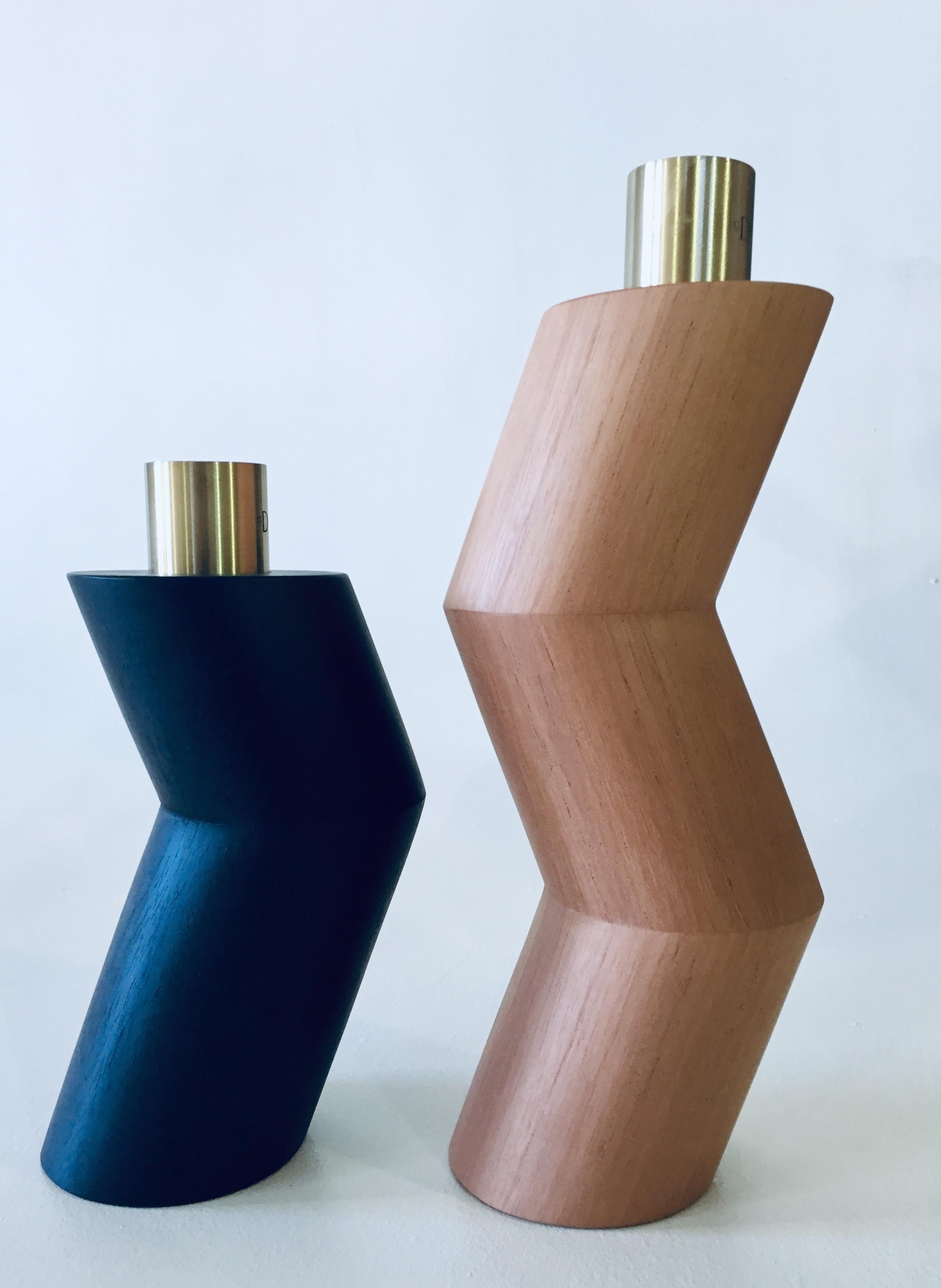 Wood Pair of Ginga Vases by Gustavo Dias For Sale