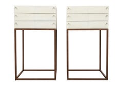 Paar Ginger Brown Shagreen Schubladenständer