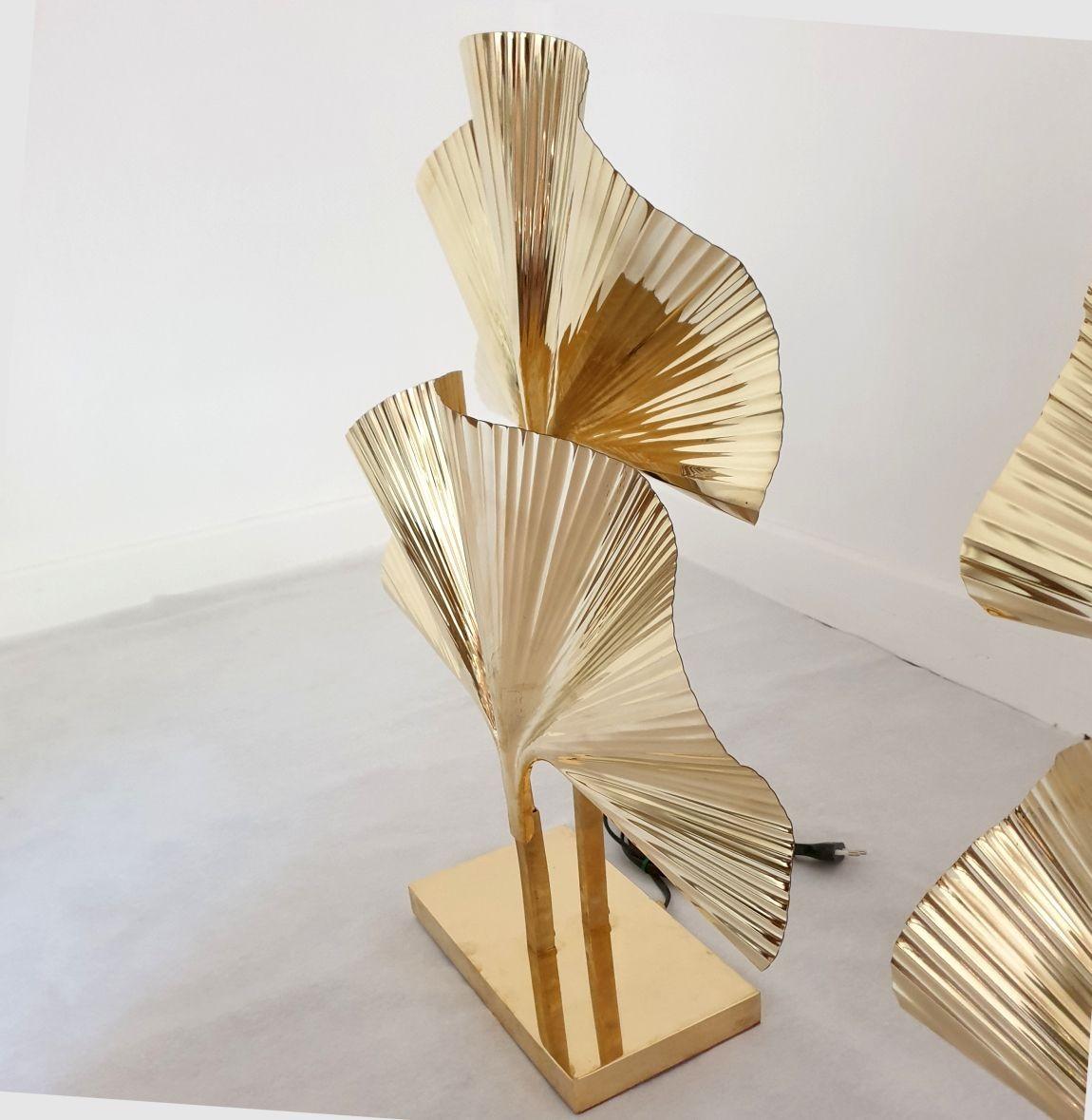 Paire de lampes de table Ginko en laiton, Italie en vente 3