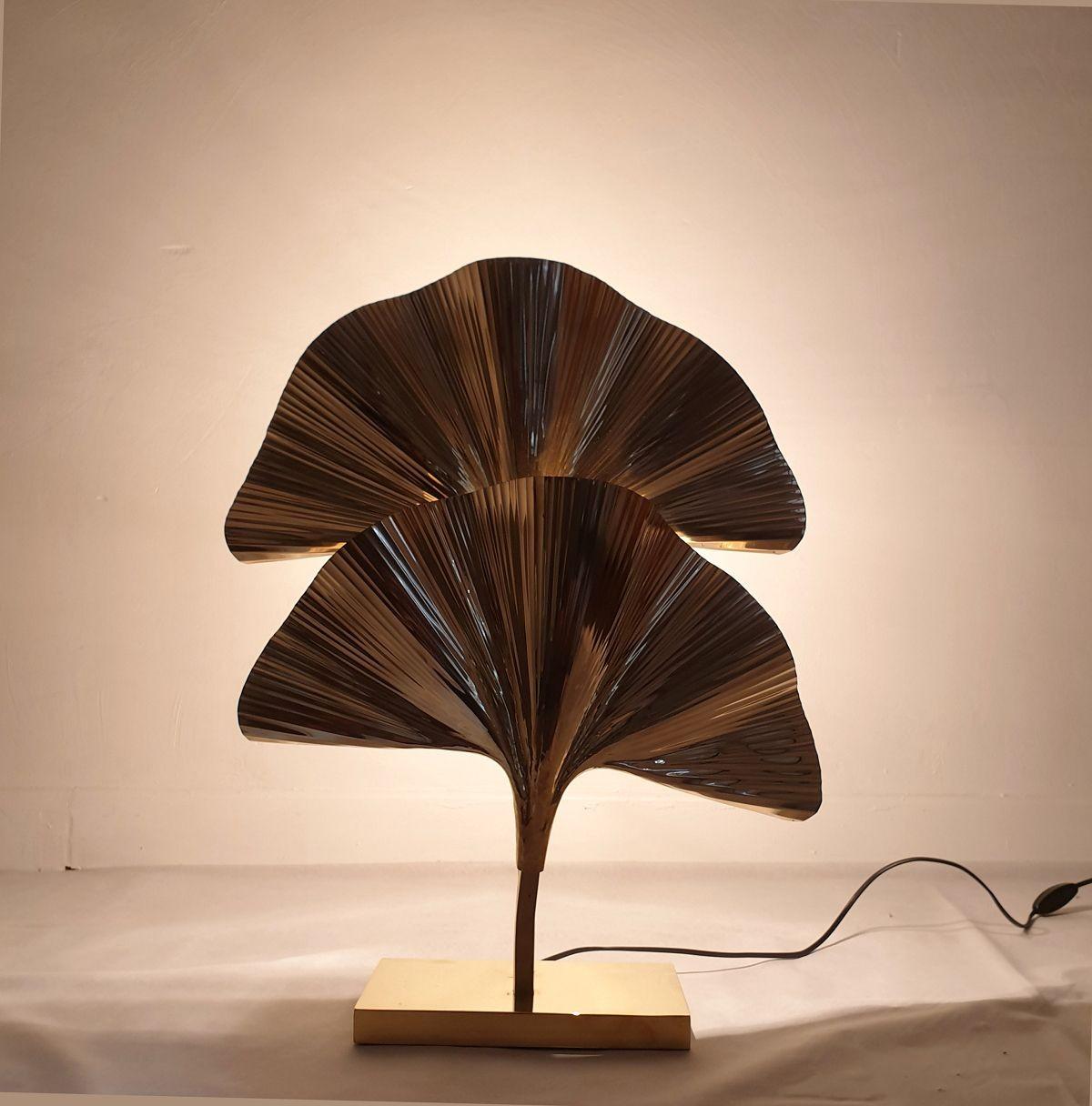 Paire de lampes de table Ginko en laiton, Italie Excellent état - En vente à Dallas, TX