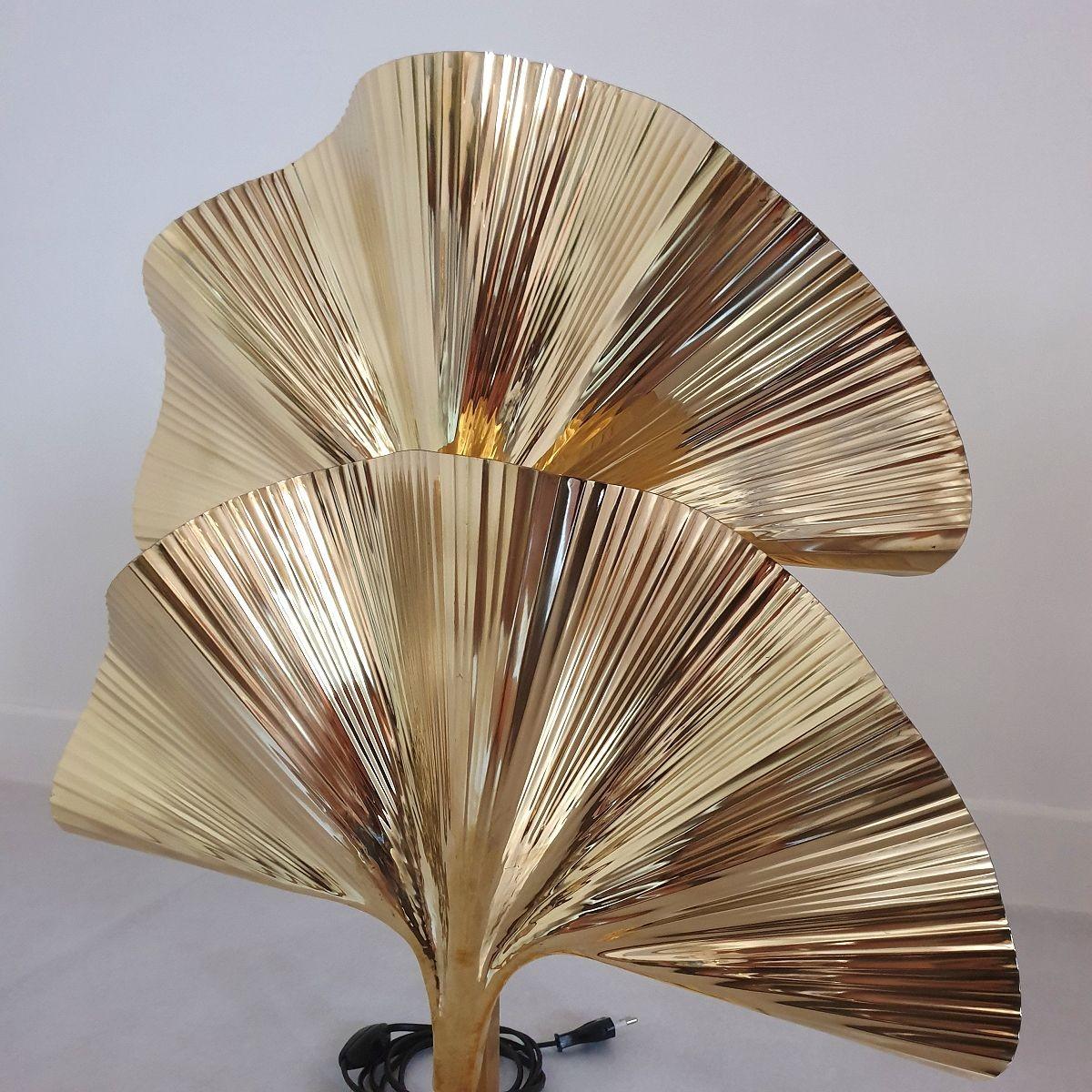 Paire de lampes de table Ginko en laiton, Italie en vente 1