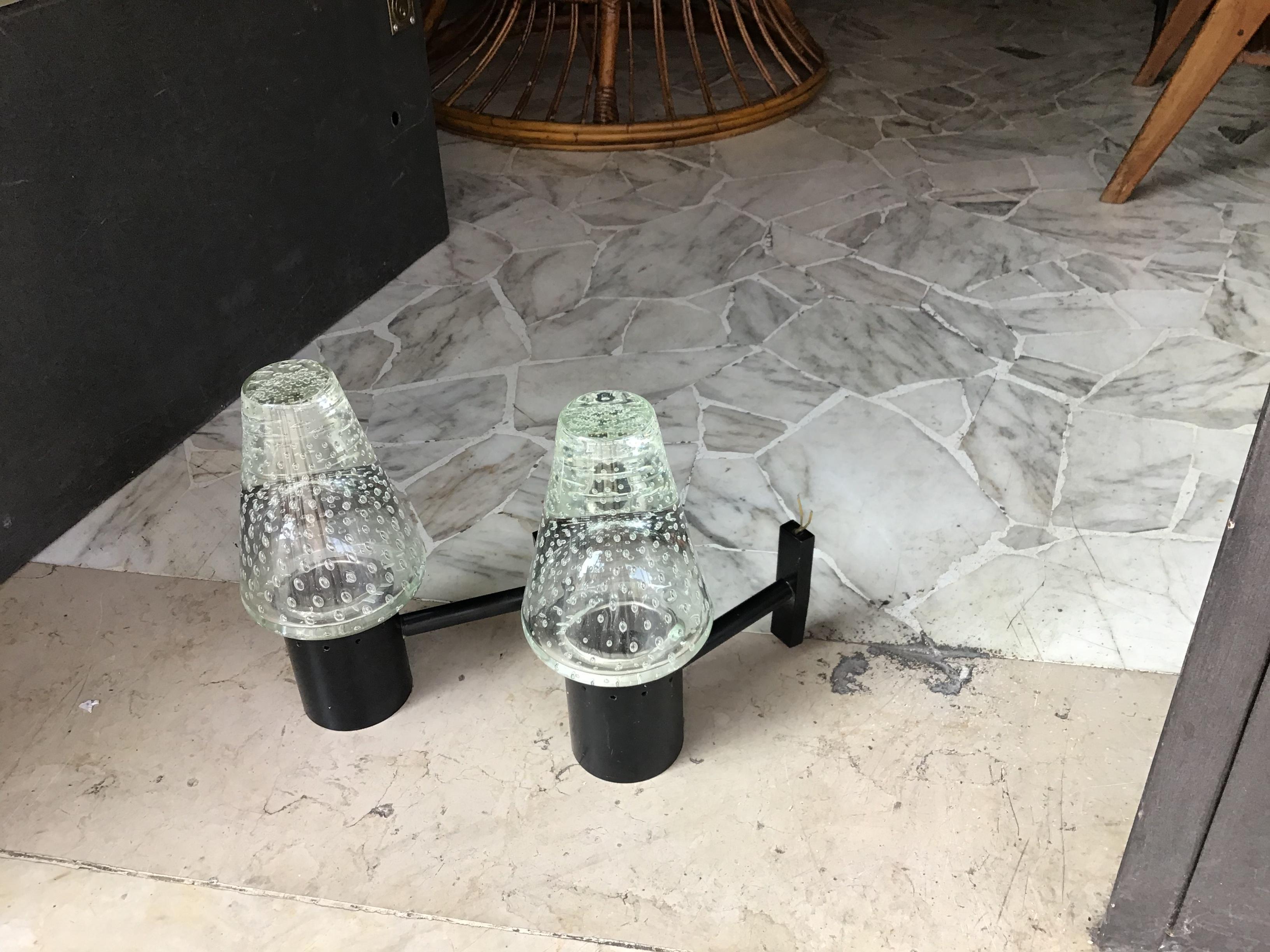 Pair of Gino Sarfatti and Archimede Seguso, Sconces Murano Glass and Brass In Excellent Condition In Milano, IT