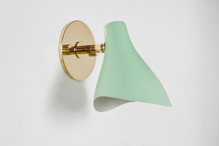 Pair of Gino Sarfatti Model #10 Sconces in Green for Arteluce For Sale 1