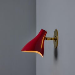 Coppia di sconsigliere Gino Sarfatti for Arteluce, modello #10, di colore rosso