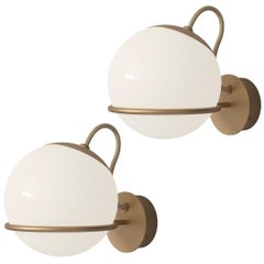 Pair of Gino Sarfatti Model 237/1 Wall Lamps in Champagne for Astep
