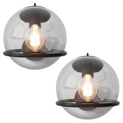 Pair of Gino Sarfatti Model 237/1 Wall Lamps in Clear Glass and Black for Astep