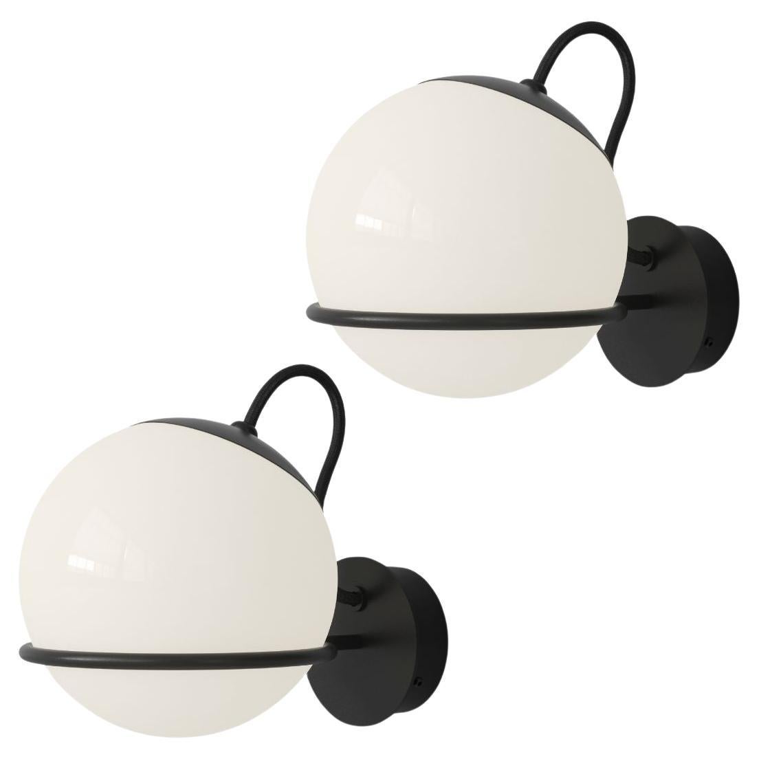 Pair of Gino Sarfatti Model 238/1 Wall Lamps in Black for Astep For Sale