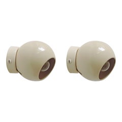 Pair of Gino Sarfatti Model 586/s Adjustable Wall Lamps in Cream, Italy, 1962