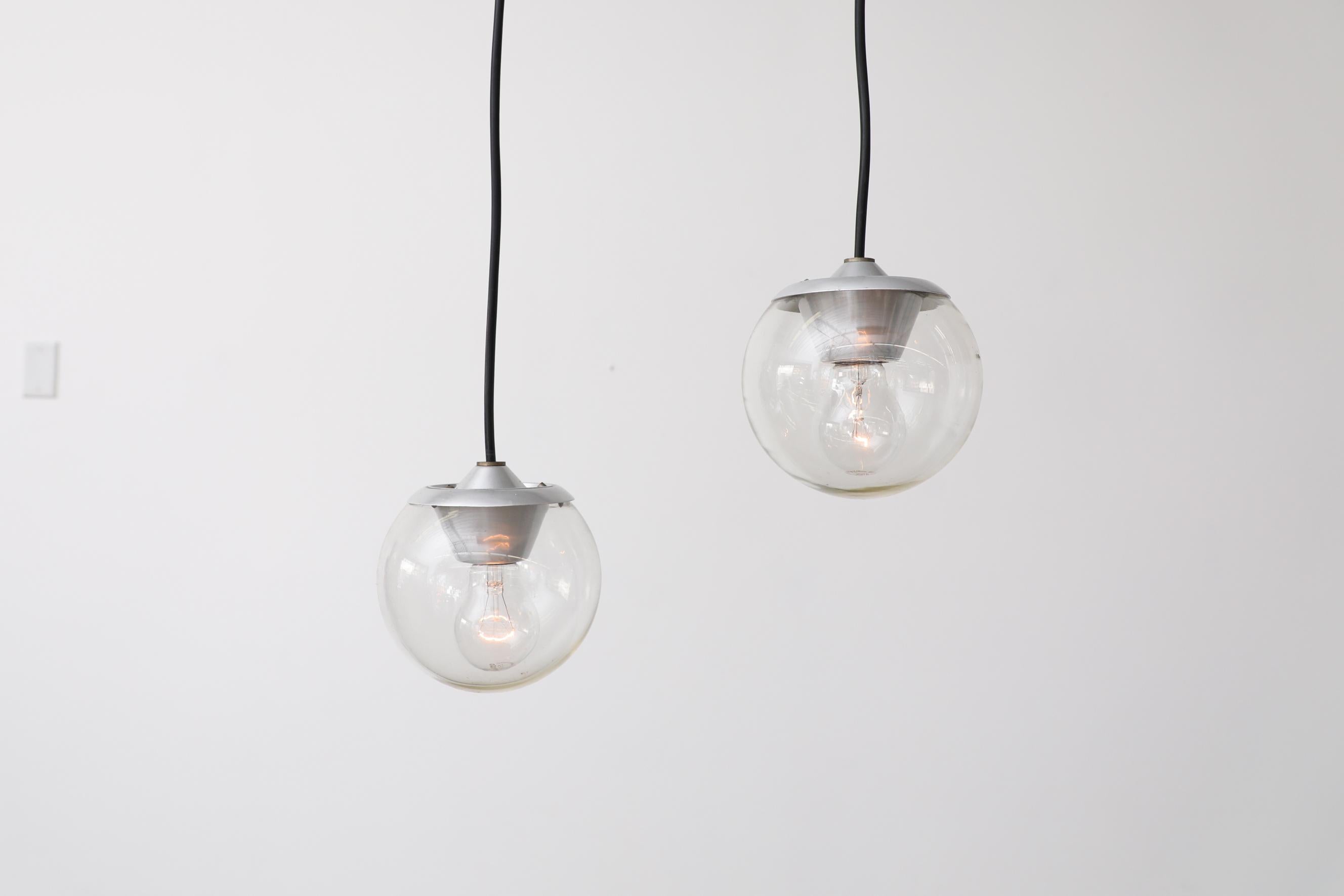 Italian Pair of Gino Sarfatti Glass Pendant Lights Model 2095/1 by Arteluce, Italy, 1958 For Sale