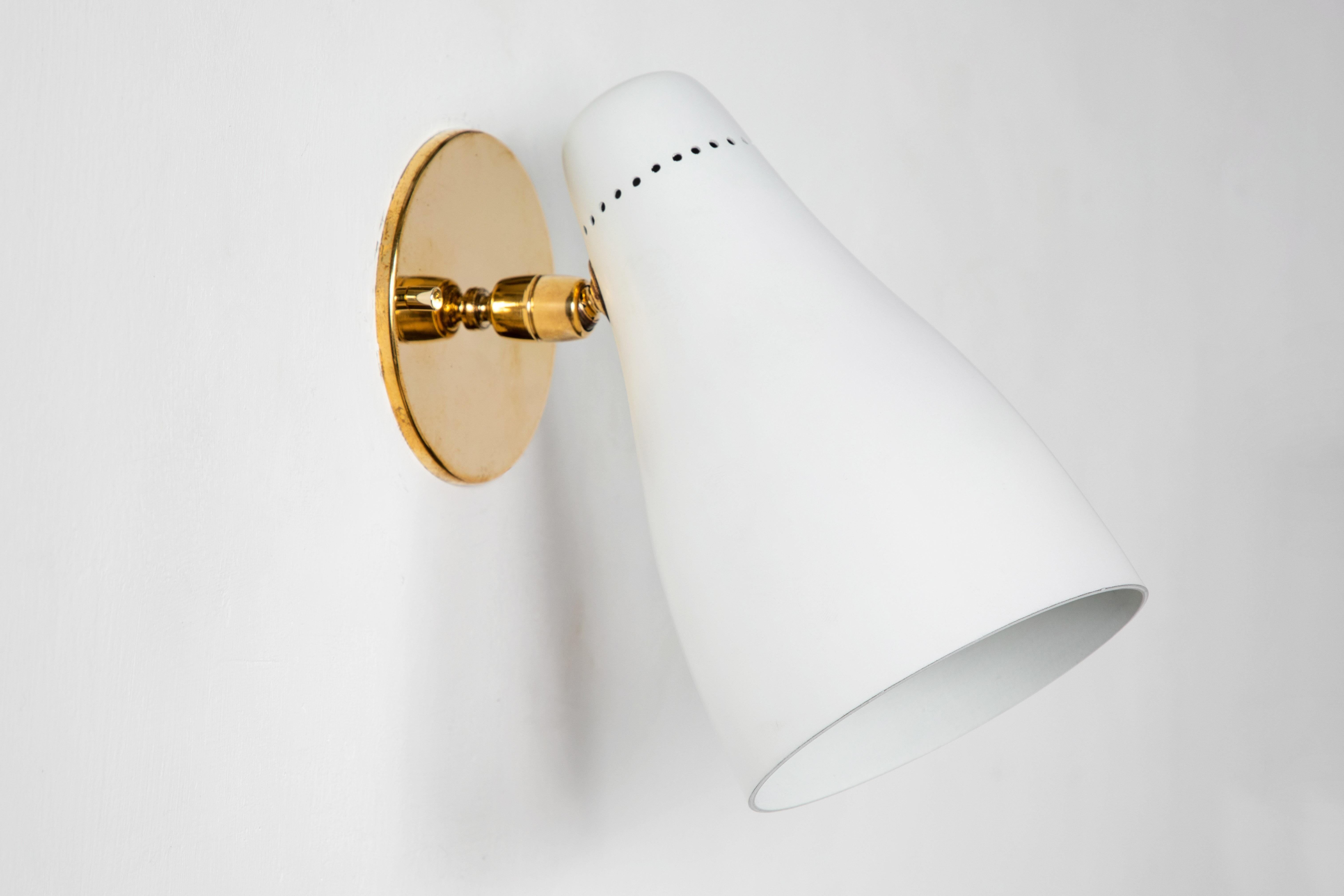 Brass Pair of Gino Sarfatti Perforated Cone Sconces for Arteluce, circa 1950