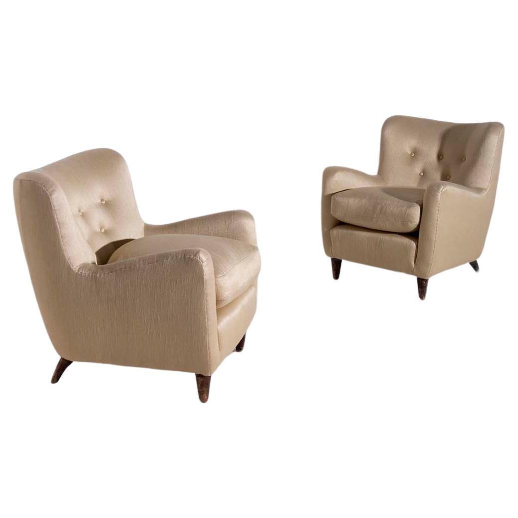 Pair of Gio ponti armchairs for Cassina, certificate