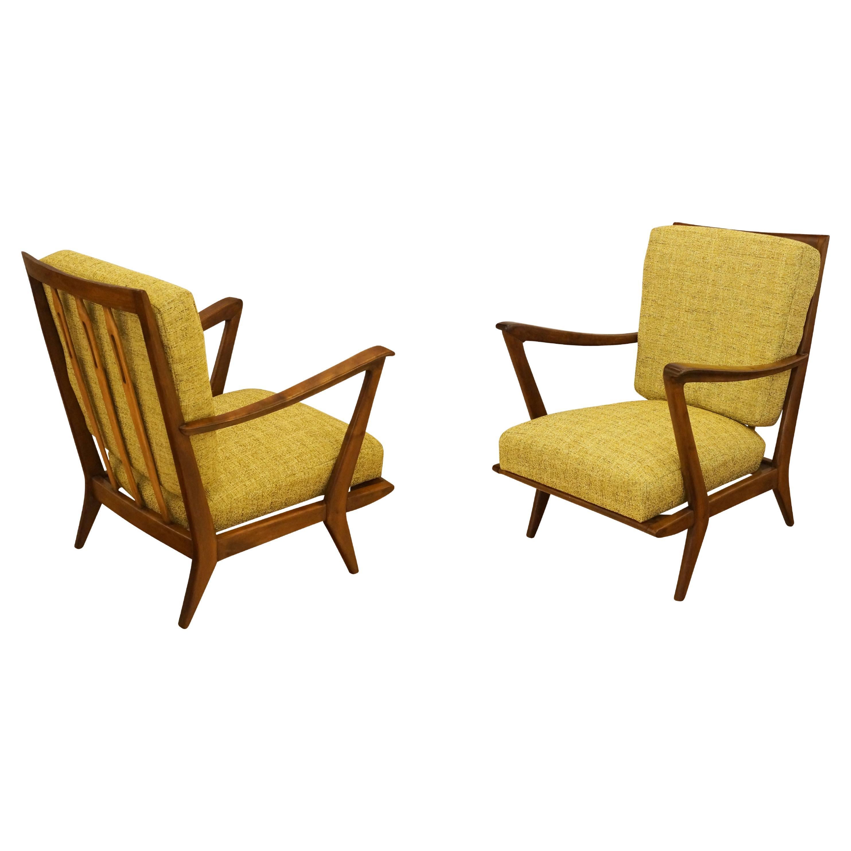 Pair of Gio Ponti Armchairs for Cassina, Model 516 For Sale