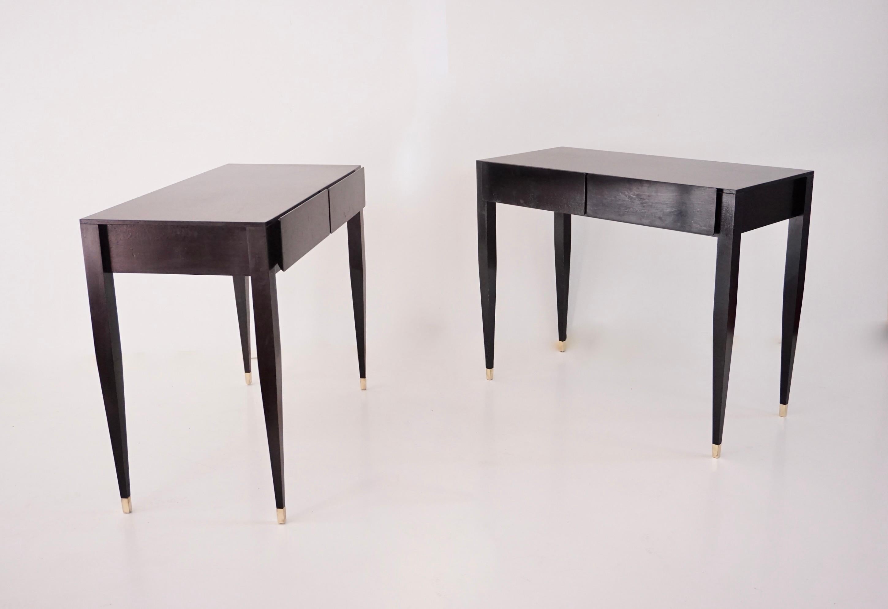 Paar schwarz lackierte Konsolen-Schminktische von Gio Ponti aus dem Hotel Royal, 1955 im Zustand „Gut“ im Angebot in Rome, IT