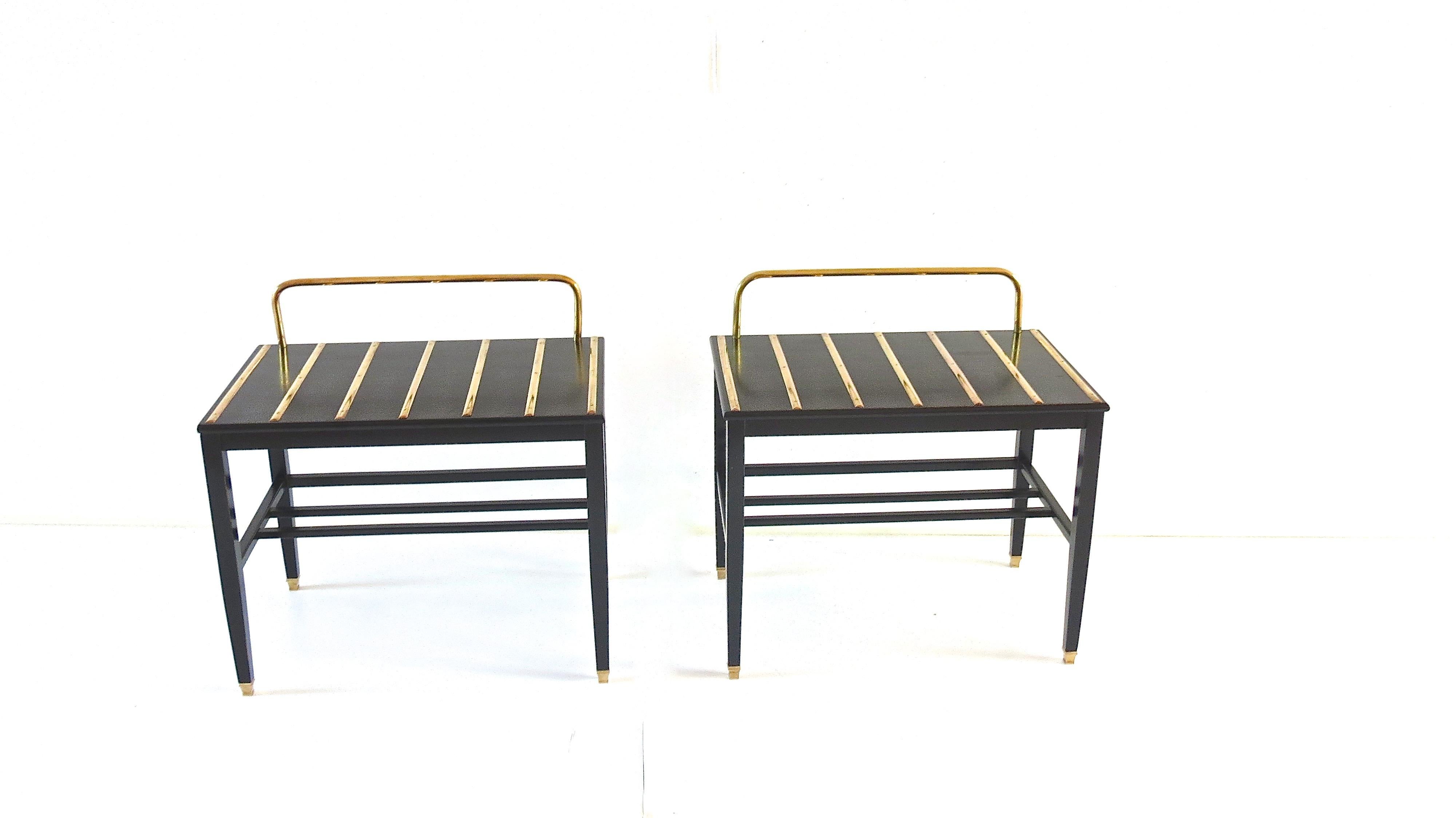 Pair of luggage-racks, side tables designed by Gio Ponti and executed by Giordano Chiesa for the Hotel Royal, Naples, 1955
in 2005 arch. Cristina Longo used original items from Hotel Royal in Naples and she has made 10 limited editon pair of stands