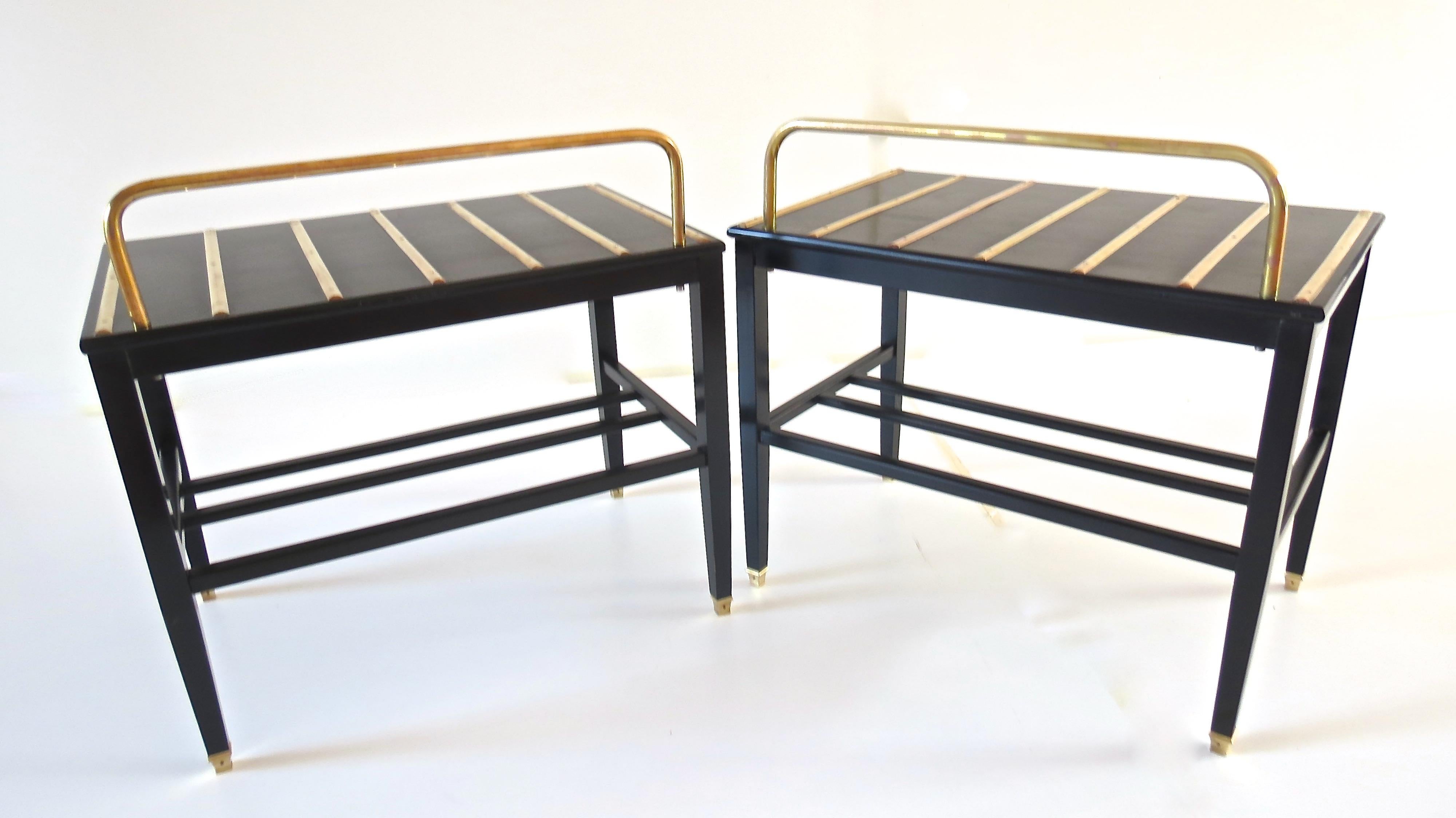 Mid-20th Century Pair of Gio Ponti Black Walnut Lacquered Side Tables from Hotel Royal Naples For Sale