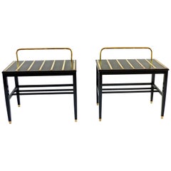 Retro Pair of Gio Ponti Black Walnut Lacquered Side Tables from Hotel Royal Naples