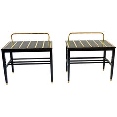 Paire de tables d'appoint laquées en noyer noir de Gio Ponti de l'hôtel Royal Naples