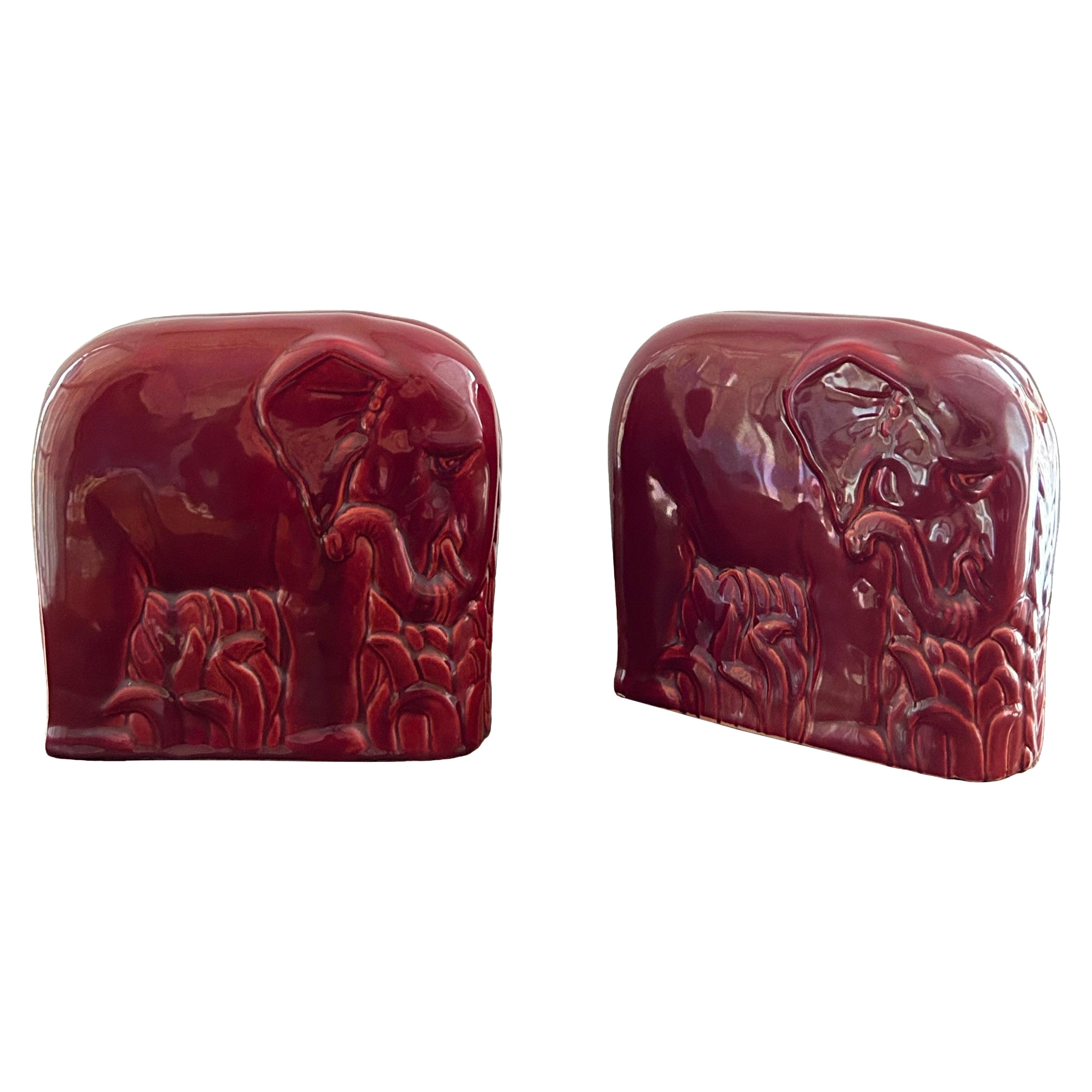 Paire de serre-livres en glaçure rouge de Gio Ponti pour Richard Ginori, Italie, vers 1924-1928 en vente