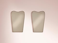 Pair of Gio Ponti Brass Mirror Produced and Labelled Luigi Fontana, Italy, 1940s