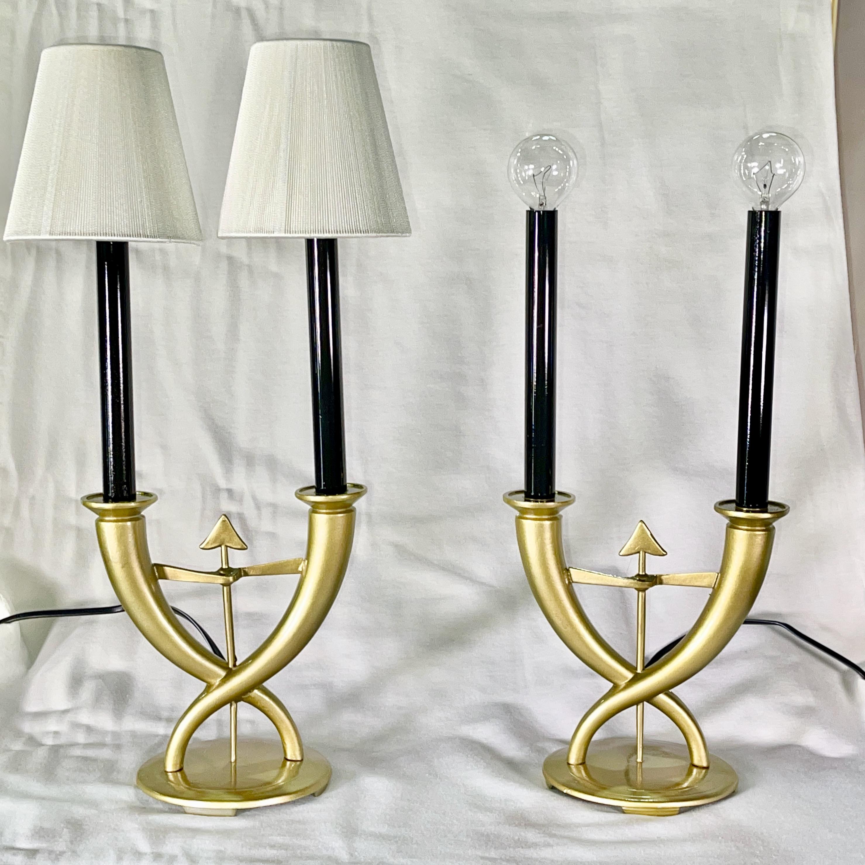 Powder-Coated Pair of Gio Ponti Candelabra Fleche Lamps For Sale
